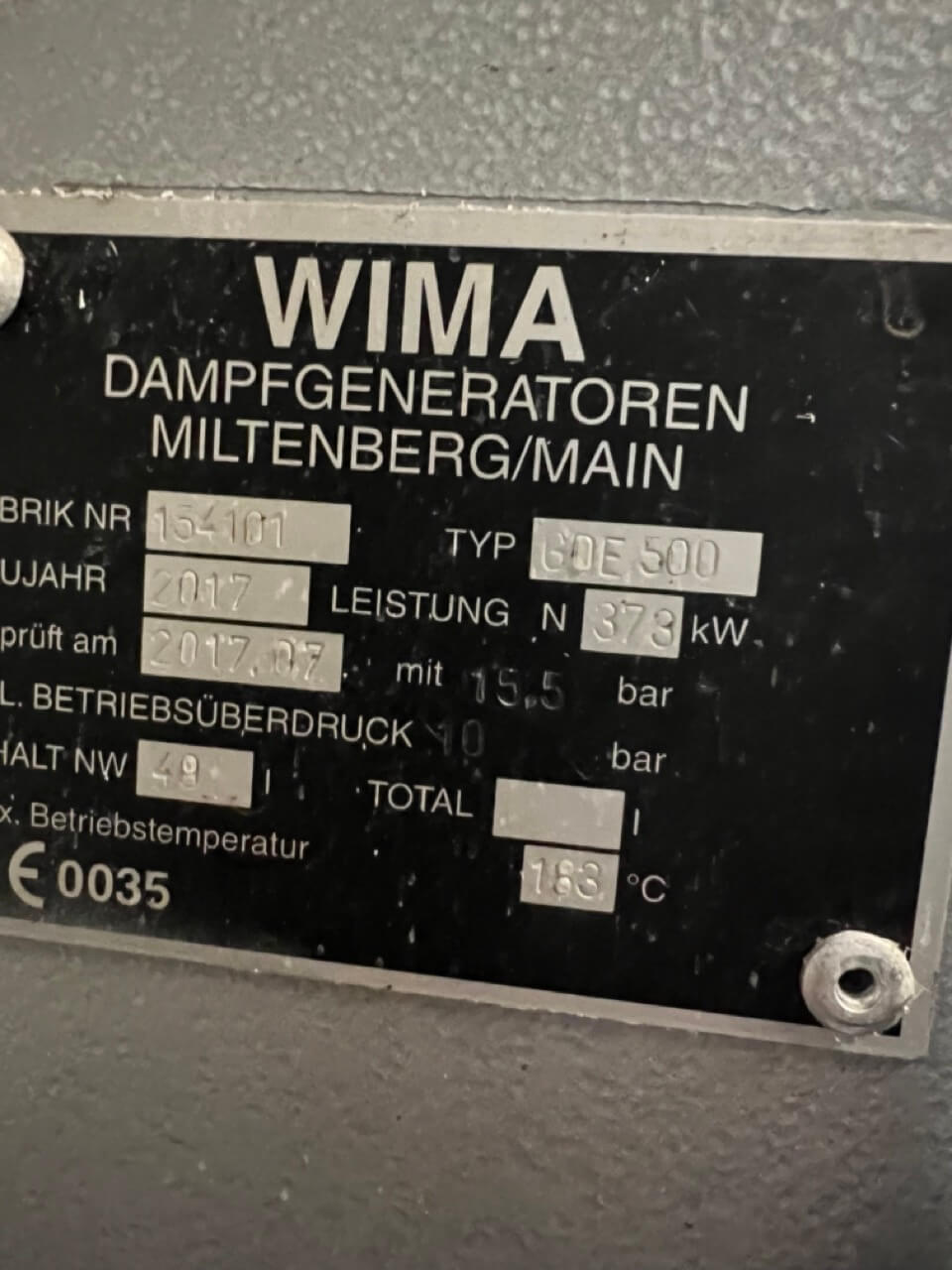 Dampferzeuger WIMA GDE500