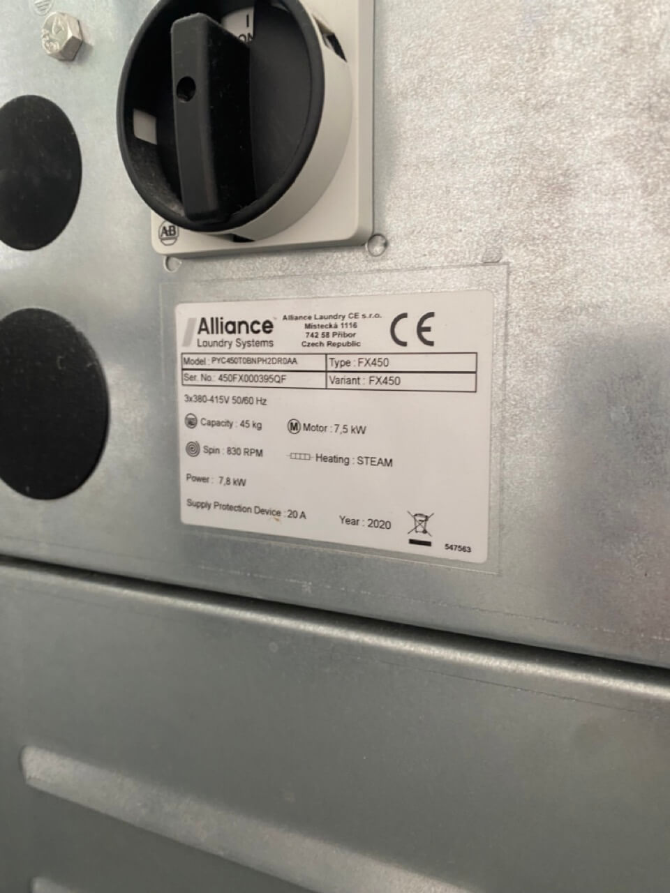 Primus FX450 - Typenschild