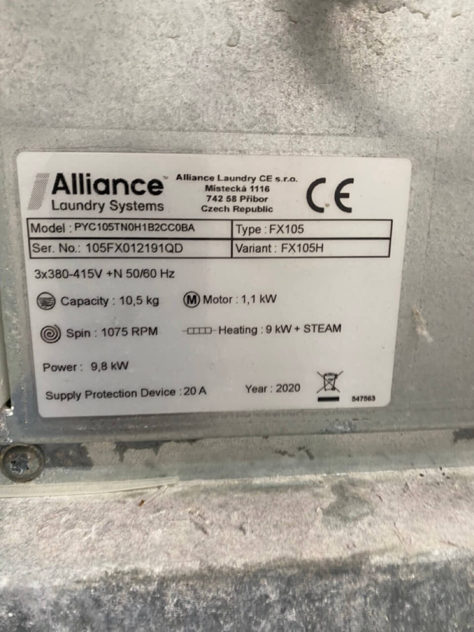 Primus FX240 - Typenschild