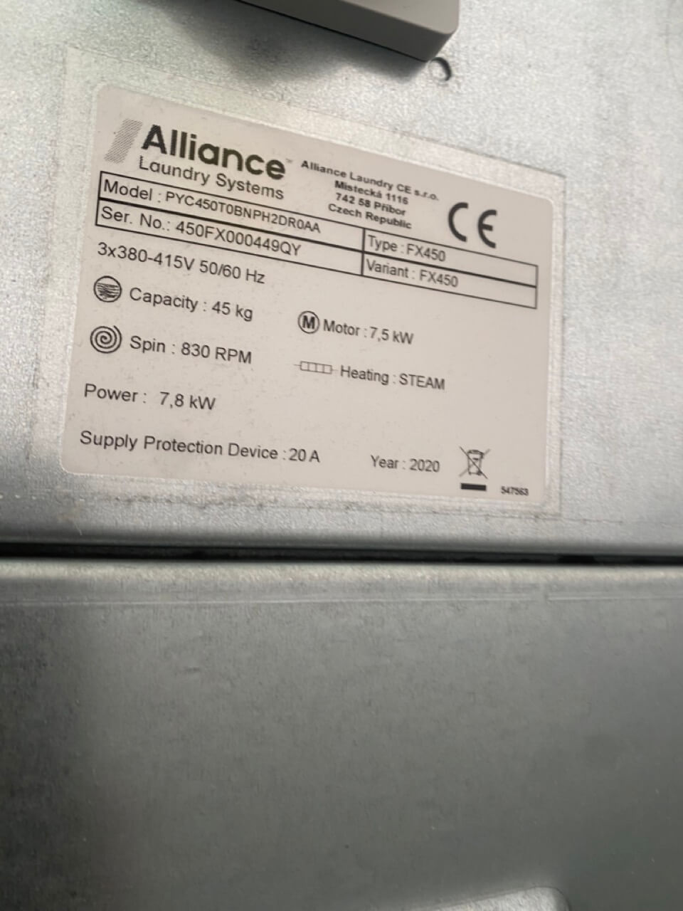 Primus FX450 - Typenschild